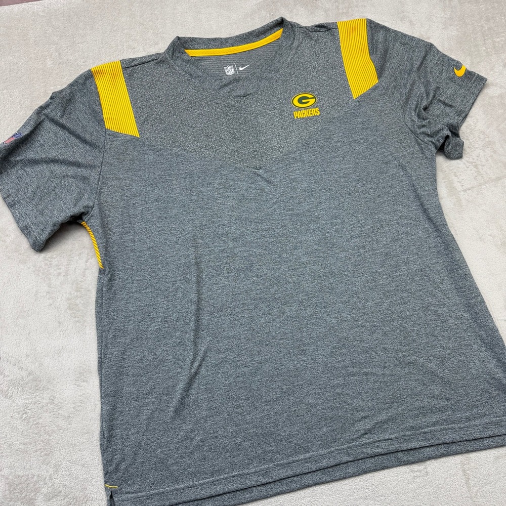 Green Bay Packers Shirt Mens XXL Gray Nike Dri-Fit Performance Football NFL